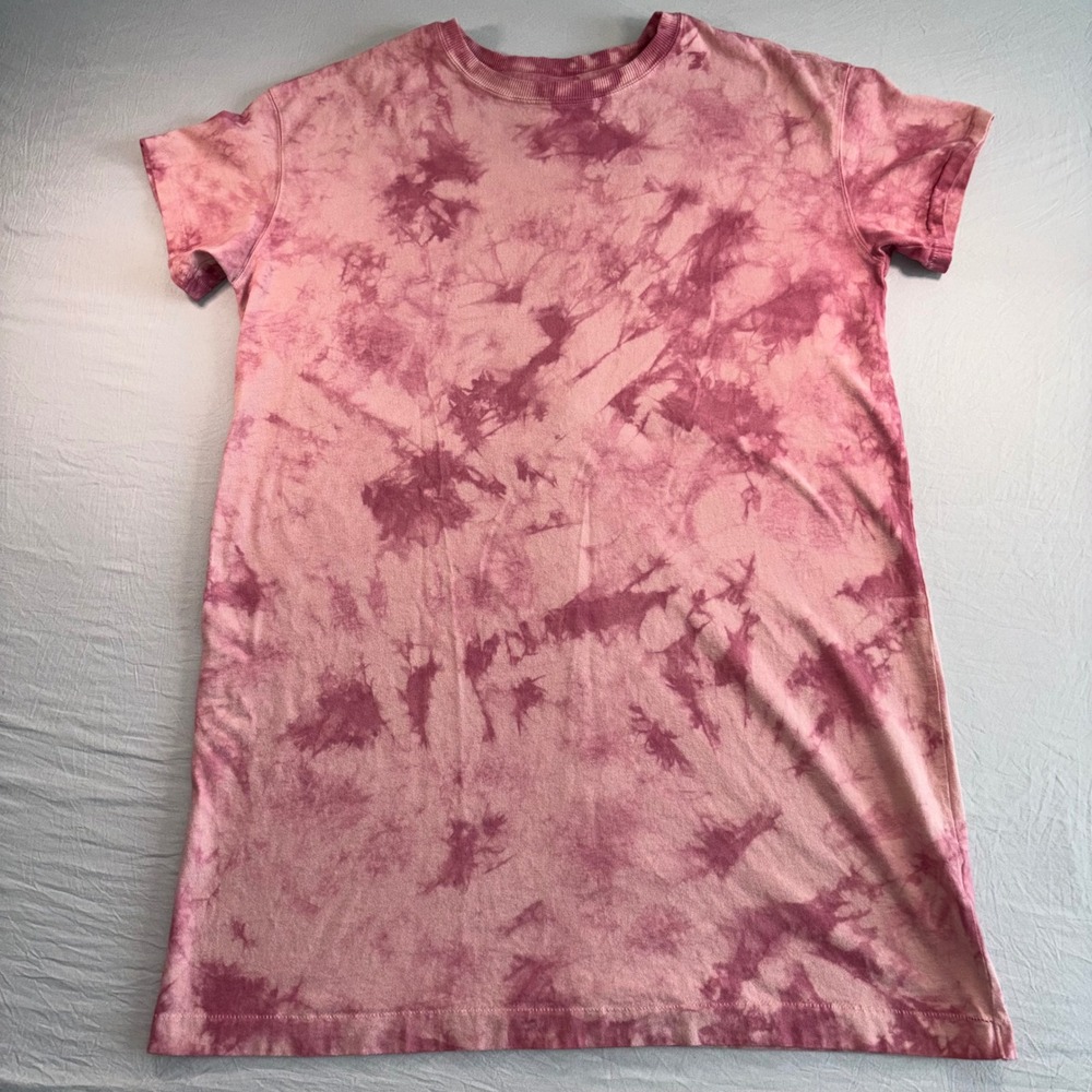 Old Navy Pink Tie Dye SS Easy T Mini Shirt Dress Cotton Short Sleeve Large